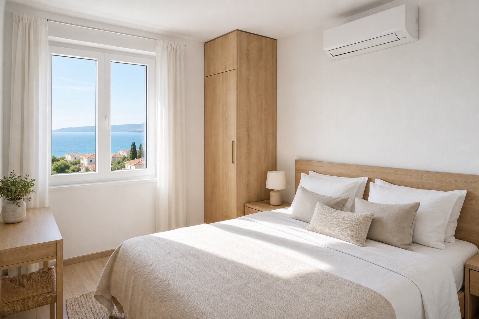 Svijetli apartman u Podstrani sa zidnim klima-uređajem